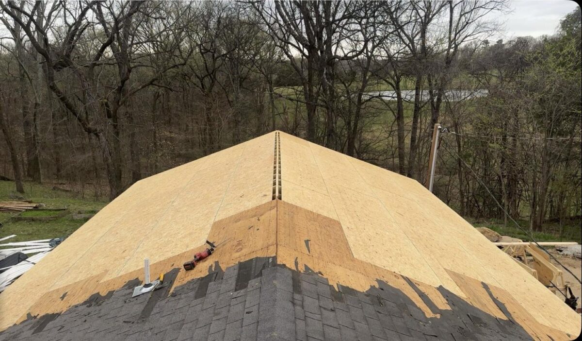 Roof replacement in progress