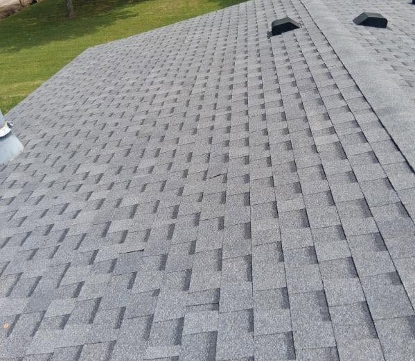 close-up of a newly installed shingle roof