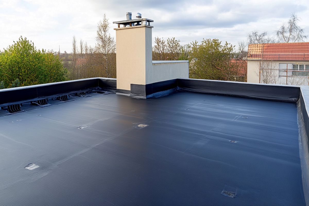 Quality EPDM roofing membrane on flat rooftop