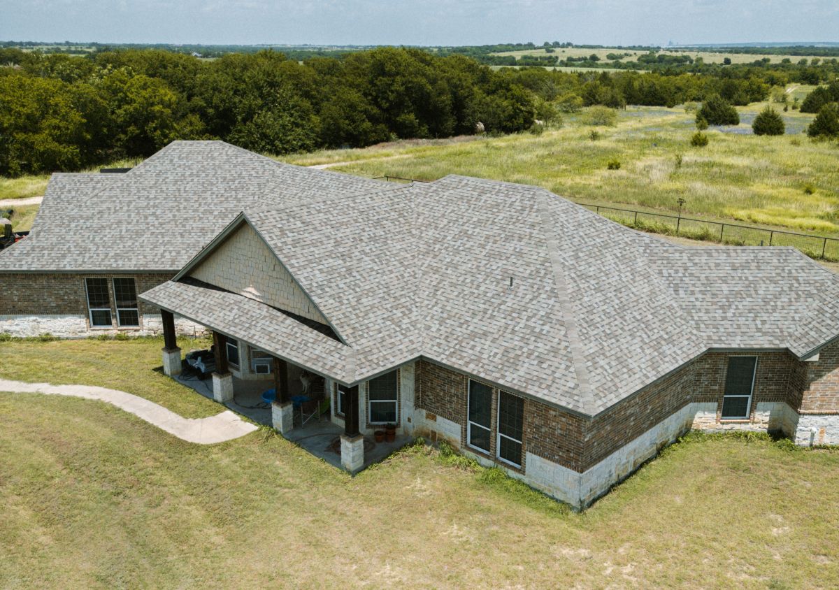 A newly installed asphalt shingle roof